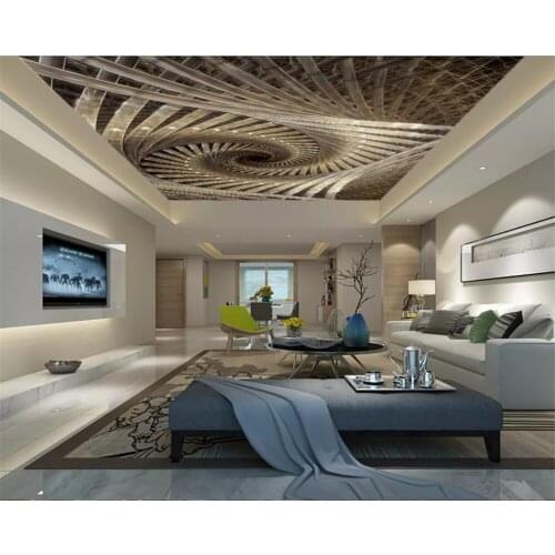 Beibehang Custom hotel living room ceiling photo wallpaper silk material spiral geometry art zenith papel de parede 3D wallpaper