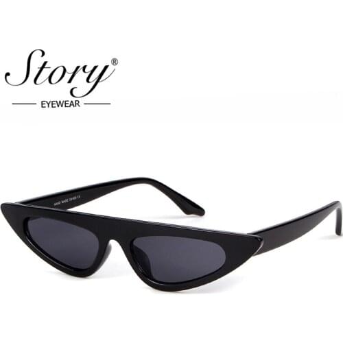 STORY 2018 Small Triangle Flat Top Sunglasses Women Brand Design Small Cat Eye Sun Glasses Summer Women Shades UV400 Protection