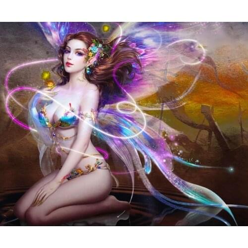 JMINE Div 5D Elf Fairy Sexy butterfly goddess Full Diamond Painting cross stitch kits art Cartoon 3D paint by diamonds
