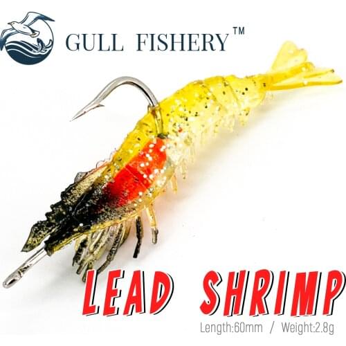 GULL FISHERY Lead Head Soft Fishing Lure Silicone/Artificial/Fake Baits Swimbait Jigging/Trolling/Fish/Shrimp/Surface Lures Hook