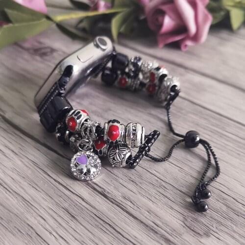 Metal Smart Watch Bracelet Band Chain 44/42/40/38mm for Apple Watch3/2 iWatch6/5/4 Retro Stretch Watchband Strap Wristband