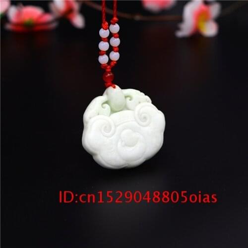 Fashion Chinese White Charm Women Jade Necklace for Lock Jewelry Natural Carved Men Gifts Amulet Pendant