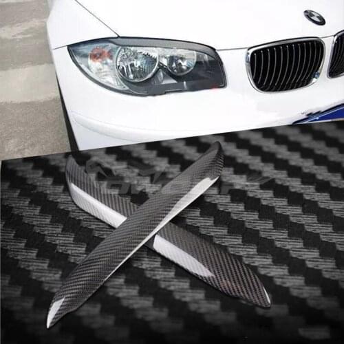 For BMW 1 Series E87 E82 120I 130I 04 - 10 Carbon Fiber Head Light Eyebrow Trim Cover Eyelids Car Front Headlight Eyebrow Eyelid