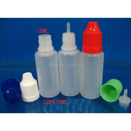 15ML 100pcs/lot PE Plastic Bottle with Screw Cap and Long Fine Tips, Empty DIY Eye Dropper Bottle, Oil Bottle for E Liquid