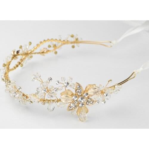 Hot Flower Crown Delicate Pearls Beauty Crystal Headband Hair Clip Comb Jewelry Hair Tiara Crown Hair Accessories For Women