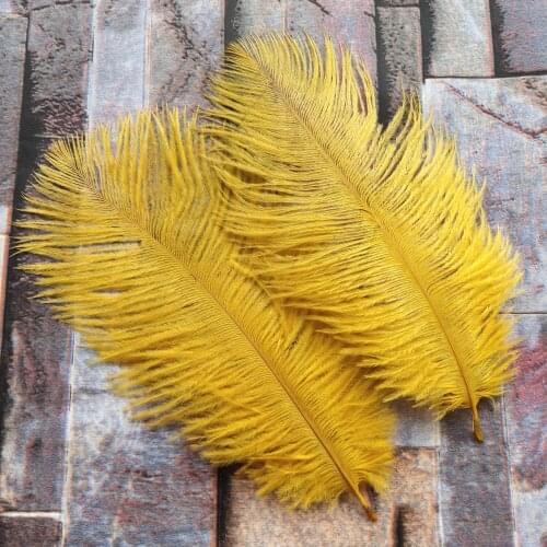 Holiday Decorations 100pcs beautiful golden yellow ostrich feathers 6-8 inches/15-20 cm wholesale decoration