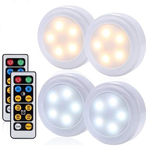 Dimmable Touch Sensor LED Under Cabinets lights Warm white+White Double Color LED Puck Lights Close Wardrobe Kitchen Night Light