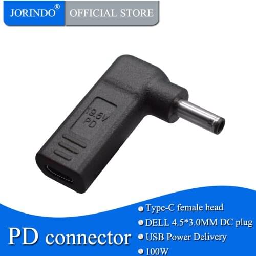 PD100W laptop Quick charge connector,Type-C female socket to DC4.5*3.0MM plug connector fot DELL notebook charge converter