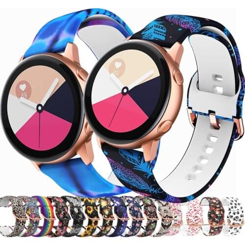 20mm Printing Silicone Watchband for Samsung Galaxy Watch Active 2 Gear Sport S2 Garmin Amazfit Bracelet Band Strap Correa loop