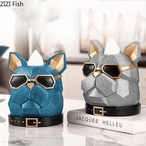 Resin French Bulldog Tissue Box Brief Removable Tissue Boxes Living Room Decoration Dinner Table Paper Towel Napkin Holder