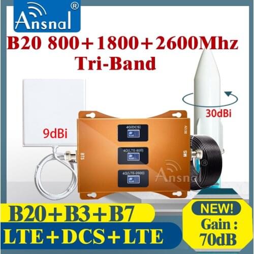 New!!Cellular Amplifier 4G B20 800 1800 2600Mhz Tri-Band 4G Cellphone Repeater GSM 2g 4g Network Mobile Signal Booster LTE DCS