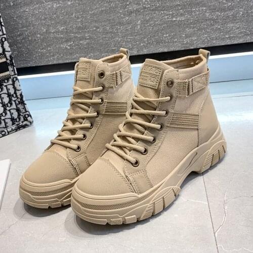 New 2021 Spring New Ladies Fashion Shoes Autumn Comfortable Martin Leather Boots Thick Ankle Boots Female