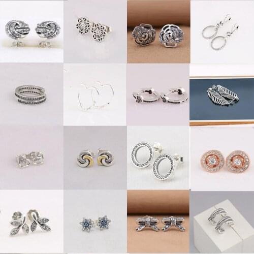 Sterling Earrings Feather Heart Snowflake Earrings for Women Wedding Party Jewelry