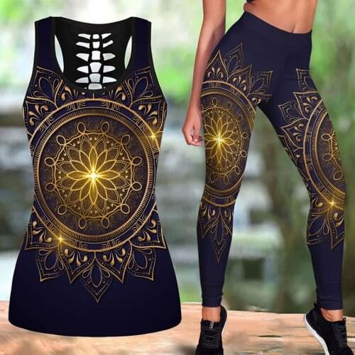 Yoga Set Women Hollow-out Sleeveless Top And Slim Legging Yoga Suit Running Fitness Gym Workout Sport Suits Plus Size