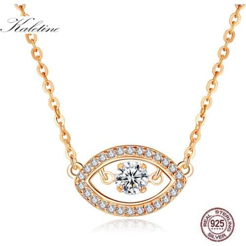 Kaletine Evil Eye Necklace Pure 925 Sterling Silver Link Chain Necklaces Women Fatima Rose Gold Jewelry Handmade Gift 2019 New