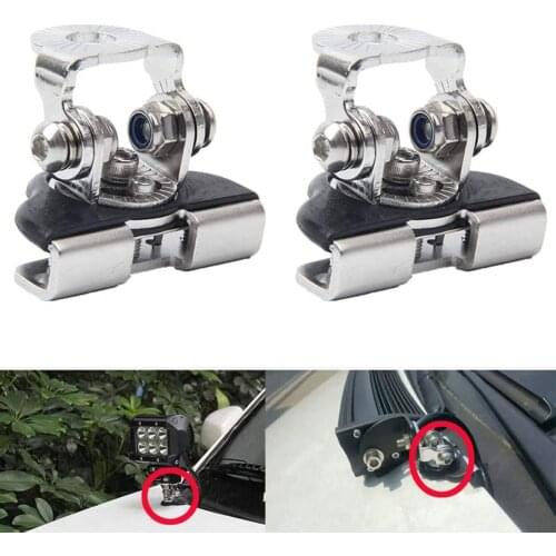 1Pair Car Hood LED Light Mounting Brackets Universal Engine Cover A-Pillar Work Lamp Clip Spotlight Stand Mount Holder Clamp