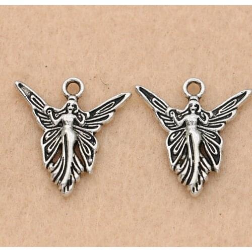 10pcs Tibetan Silver Plated Angel Fairy Charm Pendant For Jewelry Making Bracelet Earrings Craft Diy Handmade 20x19mm
