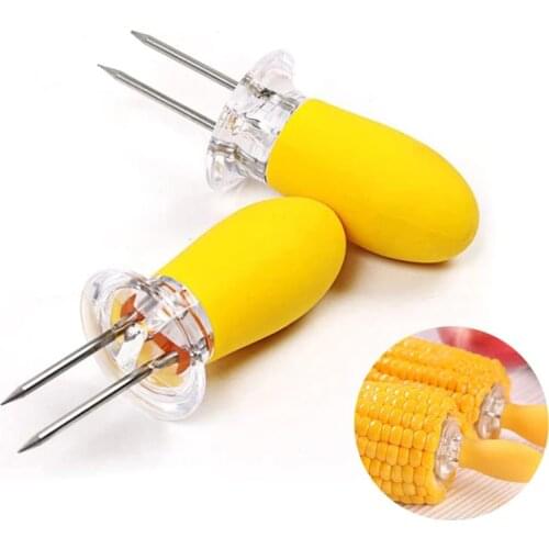 2 Pcs/set Stainless Steel Corn Holders Interlocking Forks Bbq Tools Keep Finger Away From Hot