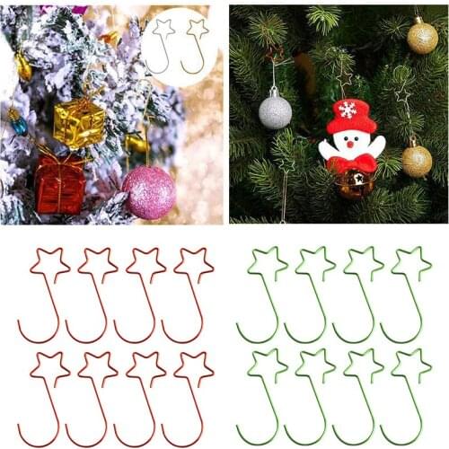 20pcs Christmas Star Hook Hanging Ornament Xmas Tree Garland Gifts Socks Holder Reusable Party Decoration New Years Mall LXY9