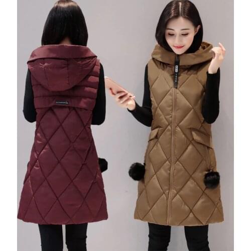 2018 fashion Winter vest Warm Parkas plus size Overcoat women down vest with hood long coat 3xl 4xl women coats and jackets