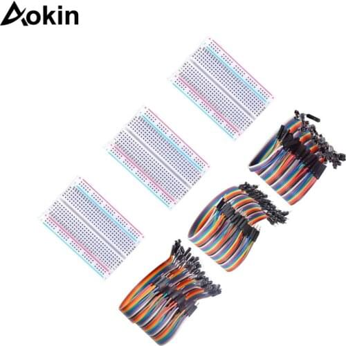3 Pcs 400 tie/pin/points Solderless Breadboard/PCB board for Arduino with 120pcs Dupont Jumper Wires for Arduino starter Kit