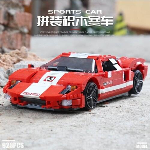 928PCS 10001 MOC-20825 High-Tech Racing Car Series Red Phanton Fords GT Building Blocks Bricks Kids DIY Toys Birthday Gifts