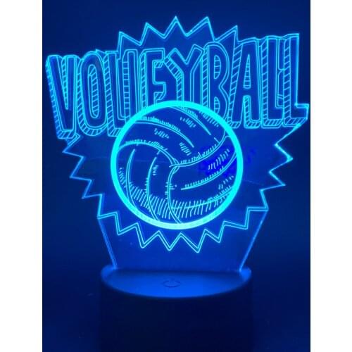 Acryic 3D LED USB Night Light Lamp Bedside Atmosphere Nightlight Volleyball Home Decor Boys Birthday Gift Smart Phone Control