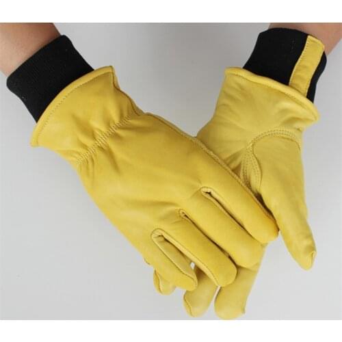Free shipping two pairs of genuine leather full line protecting gloves with comfortable elastic cuff