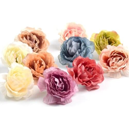 10pcs 4.5cm Carnation Artificial Silk Rose Flower Heads For Home Wedding Decoration DIY Scrapbooking Gift Box Craft Fake Flowers