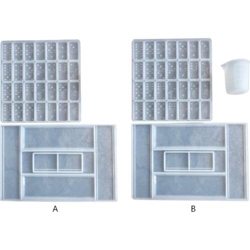 D0LC Dominoes Epoxy Resin Mold Dominoes Storage Box Silicone Mold DIY Crafts Jewelry Storage Case Holder Casting Tool