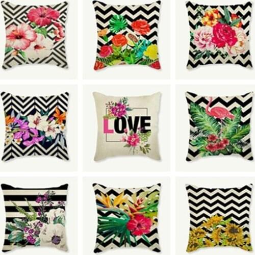 Decorative Seat Cushion Cover For Sofa Car Home Decor Love Spring Flower Throw Pillowcase Linen Cotton Pillow case