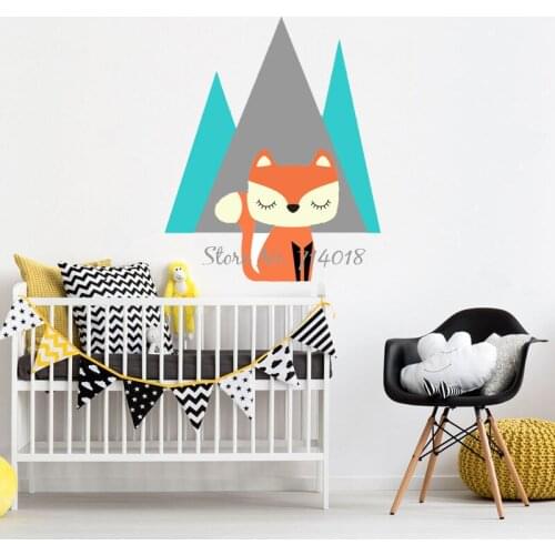 Cartoon Fox Mountain Kids Wall Stickers, 3D Wall Poster Girls Boys Bedroom Wall Decor Woodland Home Decor Vinyl Murals B11 B12