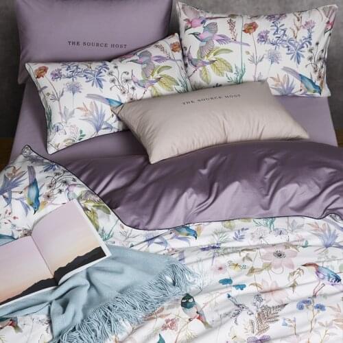 60S Long-Staple Cotton Digital Printing Satin Four-Piece Cotton Bed Sheet Quilt Cover 1.8M Pure Cotton Bedding