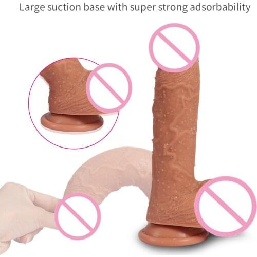 HOWOSEX 8.58 inch big Double Layered Penis Realistic Liquid Silicone Dildo Suction Cup Flexible Dick Anal Dildos Adult Sextoy