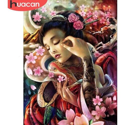 HUACAN 5D DIY Diamond Painting Woman Portrait Home Decoration Rhinestone Embroidery Picture Full Square Drill Kit