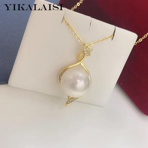 IKALAISI 925 Sterling Silver Necklaces Jewelry For Women 11-12mm Oblate Natural Freshwater Pearl Pendants 2021 Wholesales