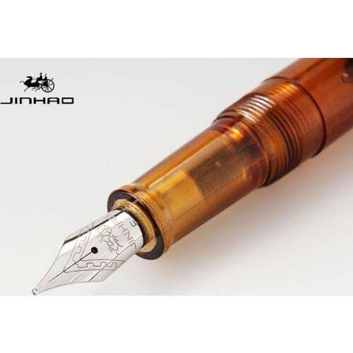 JINHAO 992 plastic fountain Pen Rotating lid Silver Transparent ink color spin Office School Supplies