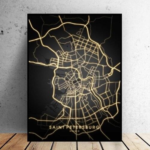 Kazan Moscow Modern City Map Wall Decorative Painting Artistic Poster For Living Room Bedroom Dining Room Wall Decor
