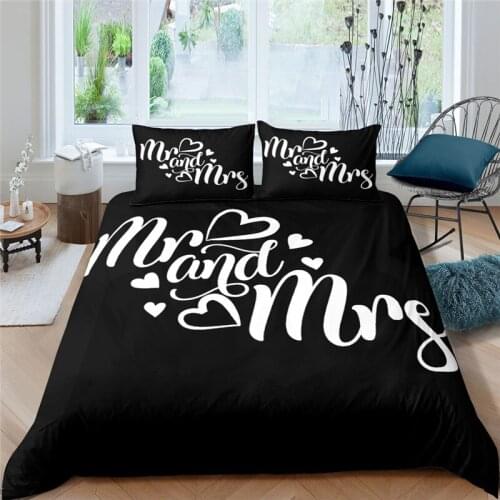 Home Living Luxury 3D Mr and Mrs Bedding Set Comfortable Duvet Cover Set Kids Bedding Set Queen and King EU/US/AU/UK Size