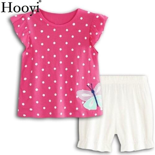 Hot Pink Baby Girl Clothes Suit Dot Butterfly Newborn Clothing Sets Girl T-Shirt Jumpers Shorts Pants Summer Outfits 100% Cotton