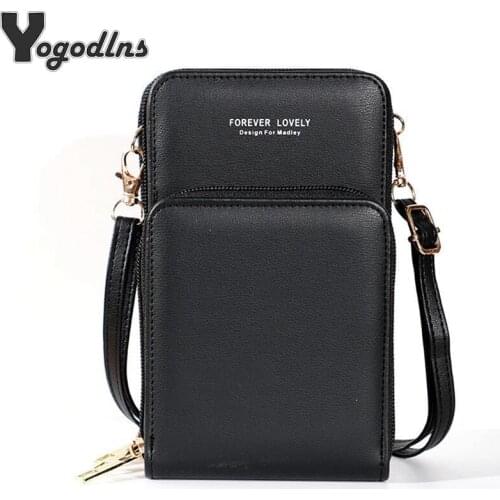 Small Touchable Crossbody Cellphone Purse Women Touch Screen PU Leather Card Holder Wallet Ladies Mini Designer Shoulder Handbag