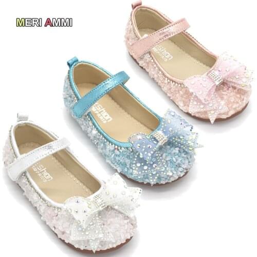 MERI AMMI Children Girl Princess Bowknot Shoes Soft Outsole PVC Shiny Sandals