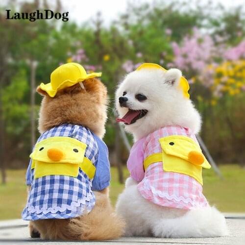1/Pc Pet Clothes Dog Hoodie Plaid shirt Cute Yellow Cap For Small Dogs Chihuahua Puppy Cat Clothes With Pocket And Traction Hole