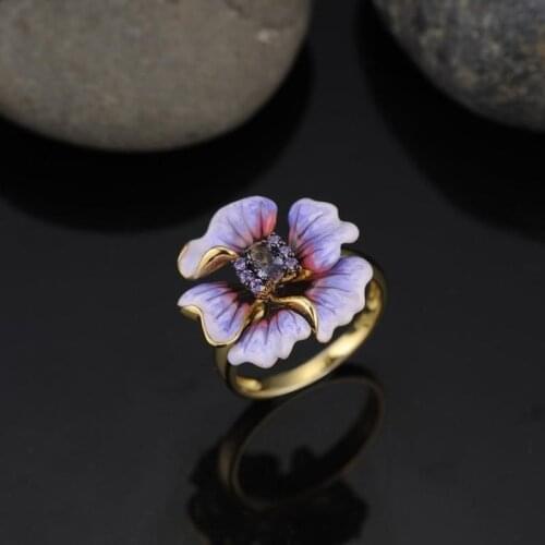 Fashionable Ladies Floret Jewelry Birthday Proposal Date Engagement Wedding Flowers Crystal Ring Size 6 7 8 9 10