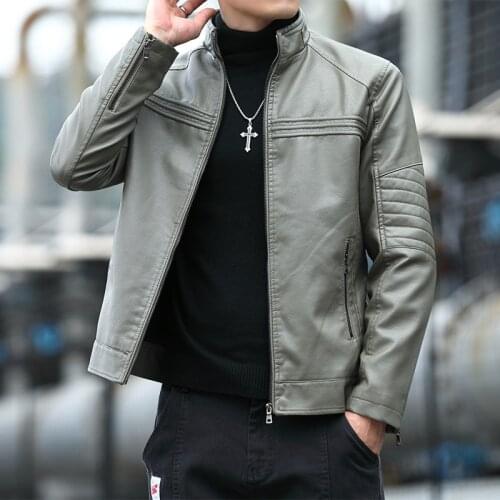 Hawaifish brand Mens Leather jackets Spring and Autumn New Slim-fit Korean coat Handsome Trendy Youth Motorcycle clothes male