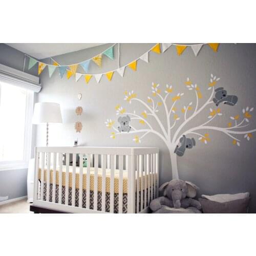 Koala Family on White Tree Branch Vinyls Wall Stickers Nursery Decals Art Removable Mural Baby Children Room Sticker Home D456B