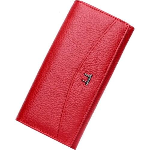 New Womens Leather Wallet High-quality Coin Purse Womens 2021 High-quality Long Clutch Mobile Phone Red Wallet