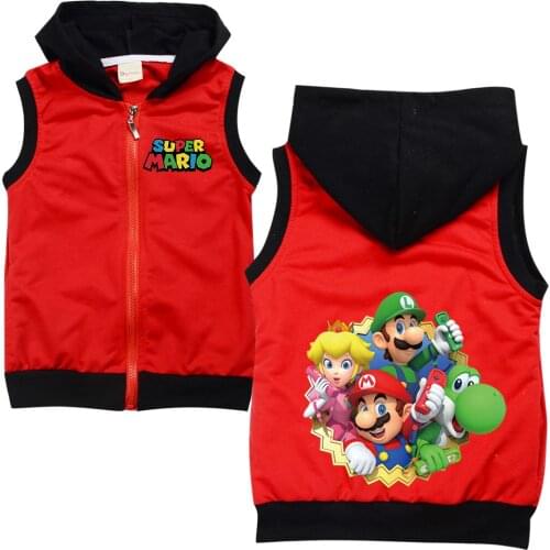 Super Mario Boys Clothes Childrens Vest Cotton Sleeveless Mario Bros Vest for Boy Cartoons Kids Tops Fashion Anime Girls Vest