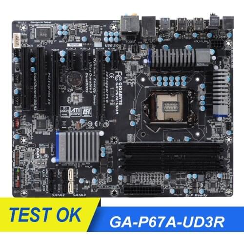 Original motherboard for Gigabyte GA-P67A-UD3R LGA 1155 DDR3 P67A-UD3R 32GB USB3.0 P67 ATX Desktop Used motherboard