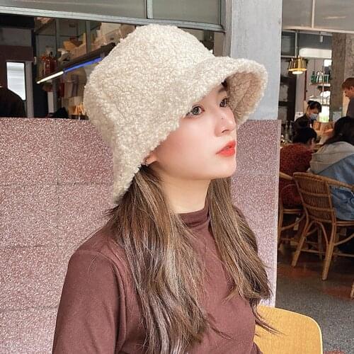 Autumn Winter Warm Thicken All-match Women Solid Color Bucket Hat Fisherman Cap